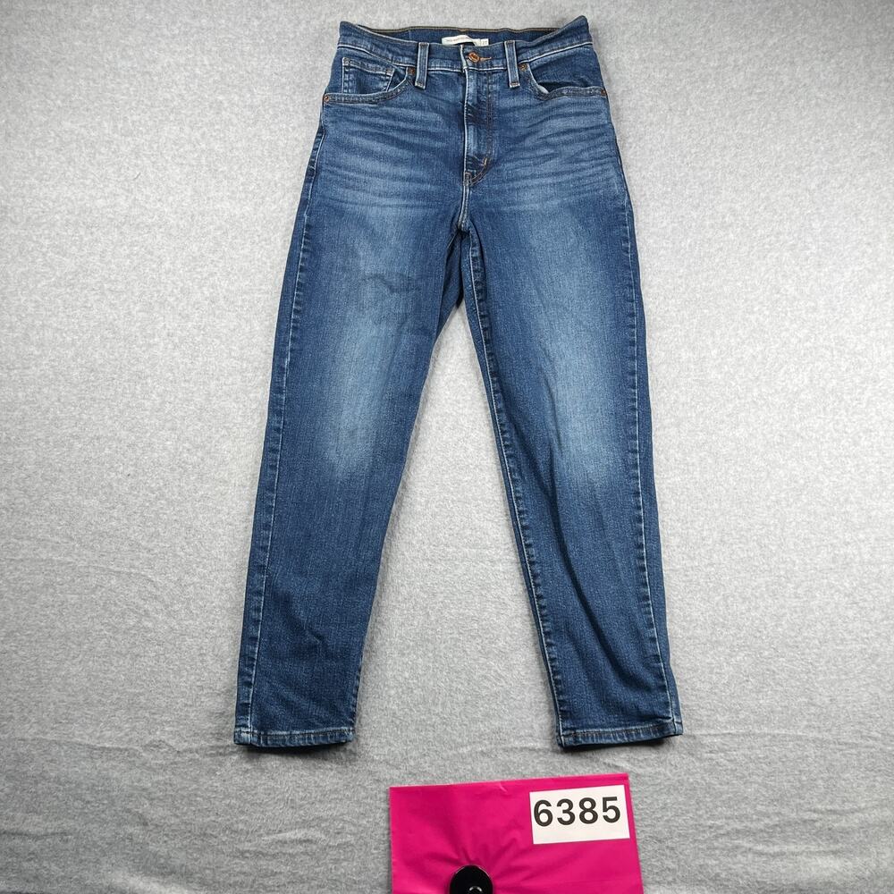 Levis High Waisted Mom Jeans Womens Size 27 Blue Distressed